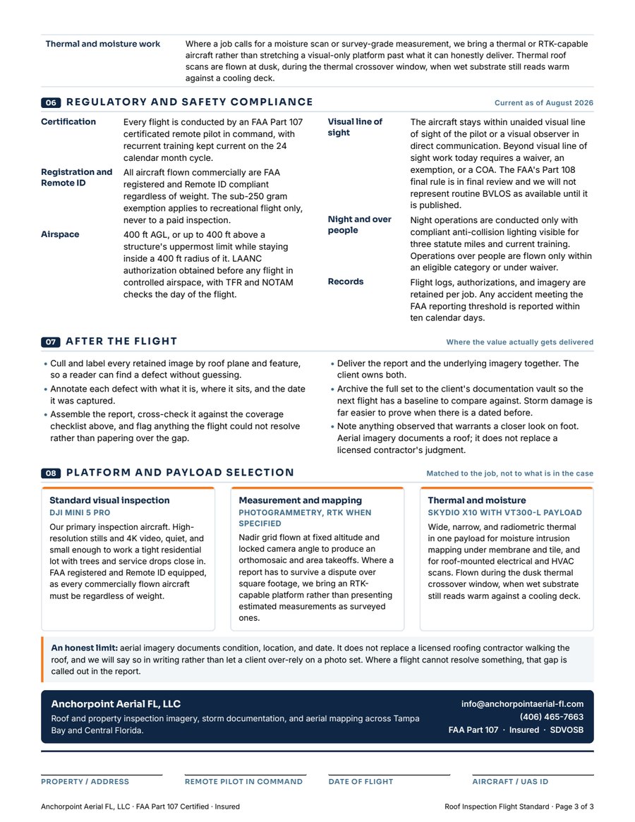 Checklist page three: regulatory and safety compliance, after the flight, platform and payload selection